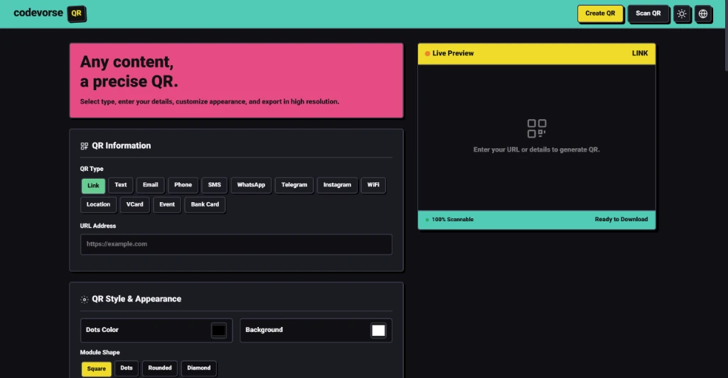 Codevorse QR Studio Mockup